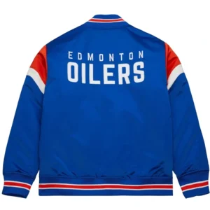 Edmonton Oilers Blue Satin Jacket Back