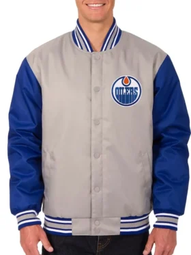 Edmonton Oilers Gray And Blue Jacket