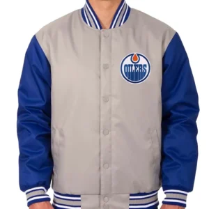 Edmonton Oilers Gray And Blue Jacket