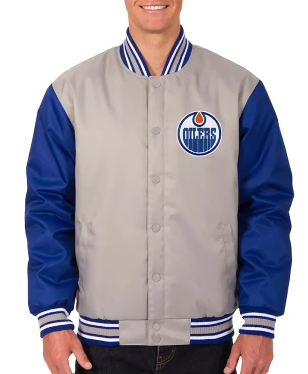 Edmonton Oilers Gray And Blue Jacket