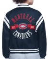 Ellie Montreal Canadiens Printed Black Varsity Satin Jacket Back