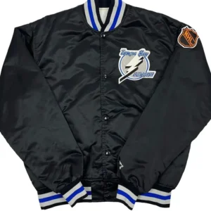 Elna NHL Tampa Bay Lightning Black Satin Varsity Jacket