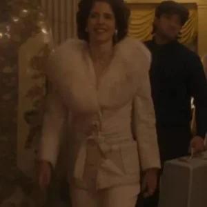 Emily Bett Rickards Queen Of The Ring White Fur Coat