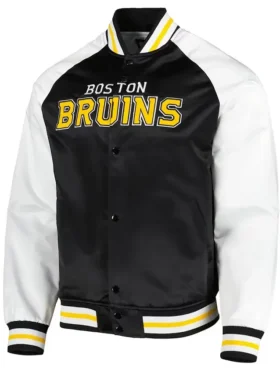 Enos Boston Bruins Prime Time Black and White Satin Jacket