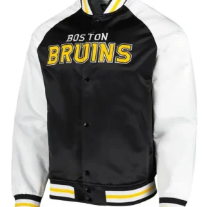 Enos Boston Bruins Prime Time Black and White Satin Jacket