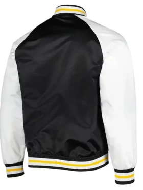 Enos Boston Bruins Prime Time Black and White Satin Jacket Back