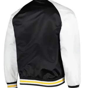 Enos Boston Bruins Prime Time Black and White Satin Jacket Back