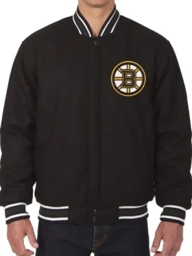 Euna Boston Bruins Letterman Black Wool Jacket