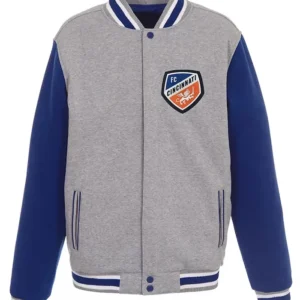 FC Cincinnati Grey Full Snap Bomber Jacket