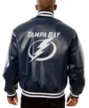 Felicita Kihn Tampa Bay Lightning Leather Varsity Jacket Back