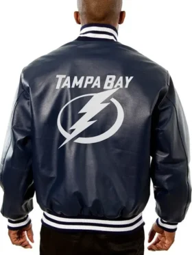 Felicita Kihn Tampa Bay Lightning Leather Varsity Jacket Back