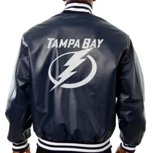 Felicita Kihn Tampa Bay Lightning Leather Varsity Jacket Back