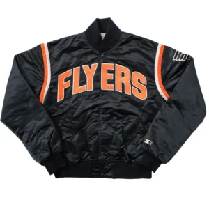 Flyers Black Full Snap Bomber Jacket