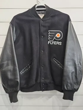 Flyers Black Wool Full Snap Varsity Jacket