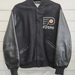 Flyers Black Wool Full Snap Varsity Jacket