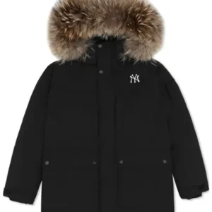 Fur Parka Heavy Mid Down new york yankees winter coat