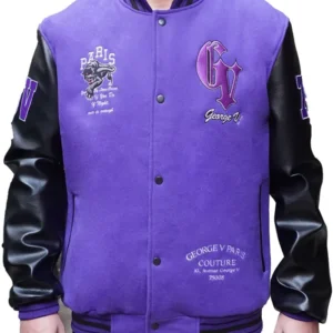 George V Panther Wool Varsity Jacket