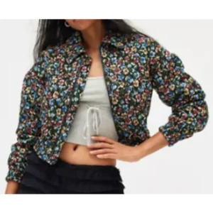 Gia Elsbeth S02 Floral Cotton Bomber Jacket For Women