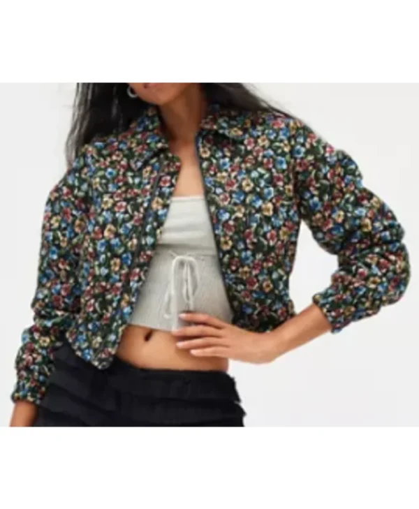 Gia Elsbeth S02 Floral Cotton Bomber Jacket For Women