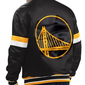 Golden State Warriors Black Starter Bomber Jacket Back