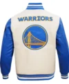 Golden State Warriors White And Blue Varsity Wool Jacket Back