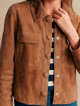 Good Cop Bad Cop Leighton Meester Brown Suede Jacket For Sale