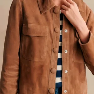 Good Cop Bad Cop Leighton Meester Brown Suede Jacket For Sale