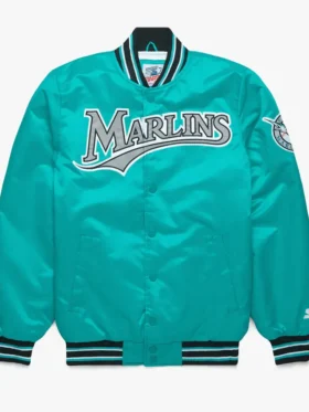 Green Bomber Marlins Starter Jacket