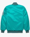 Green Bomber Marlins Starter Jacket Back