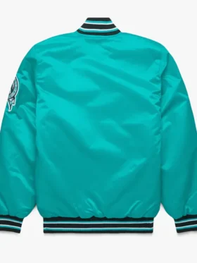 Green Bomber Marlins Starter Jacket Back