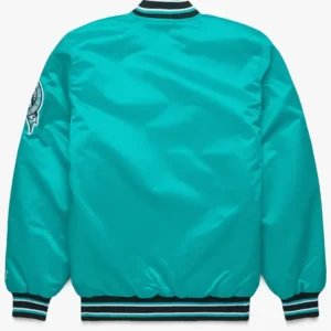 Green Bomber Marlins Starter Jacket Back