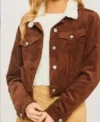 Hayley SkyMed S03 Brown Corduroy Sherpa Jacket For Sale