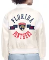 Heidi Florida Panthers Printed Varsity Satin Jacket Back