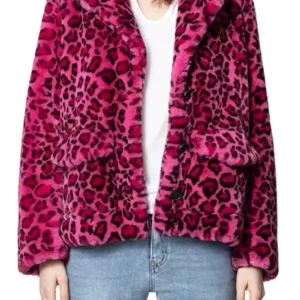 High Potential S01 Kaitlin Olson Pink Leopard Print Jacket For Sale