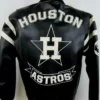 Houston Astros Black Leather Bomber Jacket Back