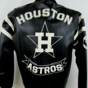 Houston Astros Black Leather Bomber Jacket Back