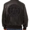 Houston Astros Black Leather Full Snap Bomber Jacket Back