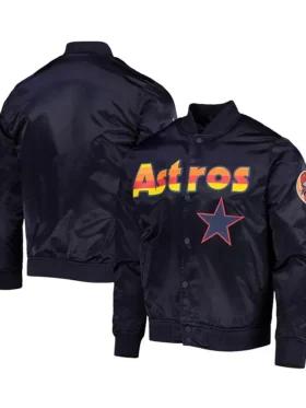 Houston Astros Black Starter Bomber Vintage Jacket