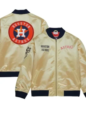 Houston Astros Gold Full Zipper Satin Jacket