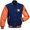 Houston Astros Navy Blue And Orange Varsity Wool Jacket