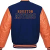 Houston Astros Navy Blue And Orange Varsity Wool Jacket Back