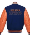 Houston Astros Navy Blue And Orange Varsity Wool Jacket Back