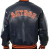 Houston Astros Navy Blue Leather Bomber Jacket Back