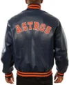 Houston Astros Navy Blue Leather Bomber Jacket Back