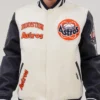 Houston Astros White And Navy Blue Wool Varsity Jacket