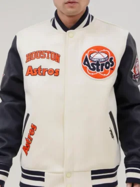 Houston Astros White And Navy Blue Wool Varsity Jacket