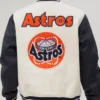 Houston Astros White And Navy Blue Wool Varsity Jacket Back