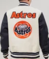 Houston Astros White And Navy Blue Wool Varsity Jacket Back