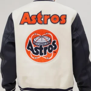 Houston Astros White And Navy Blue Wool Varsity Jacket Back