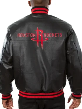 Houston Rocket Black Leather Bomber Jacket